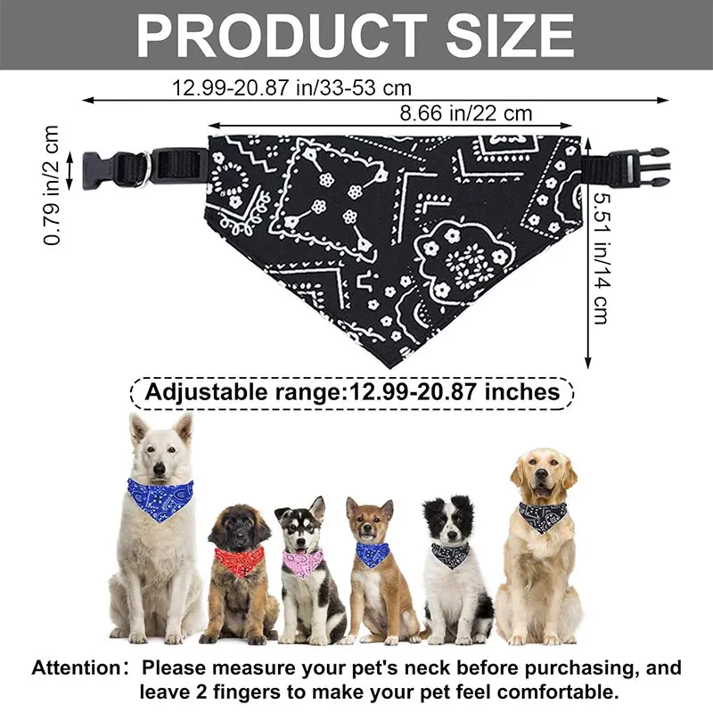 Dog Bandana Collar Detachable Dog Bandanas Scarf Collar Washable Dog Triangle Bibs Collars for Small Medium Dogs Cats