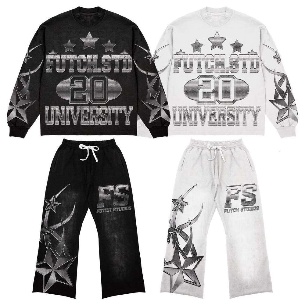 Flame Tide hoodie men's and women's round neck loose letter