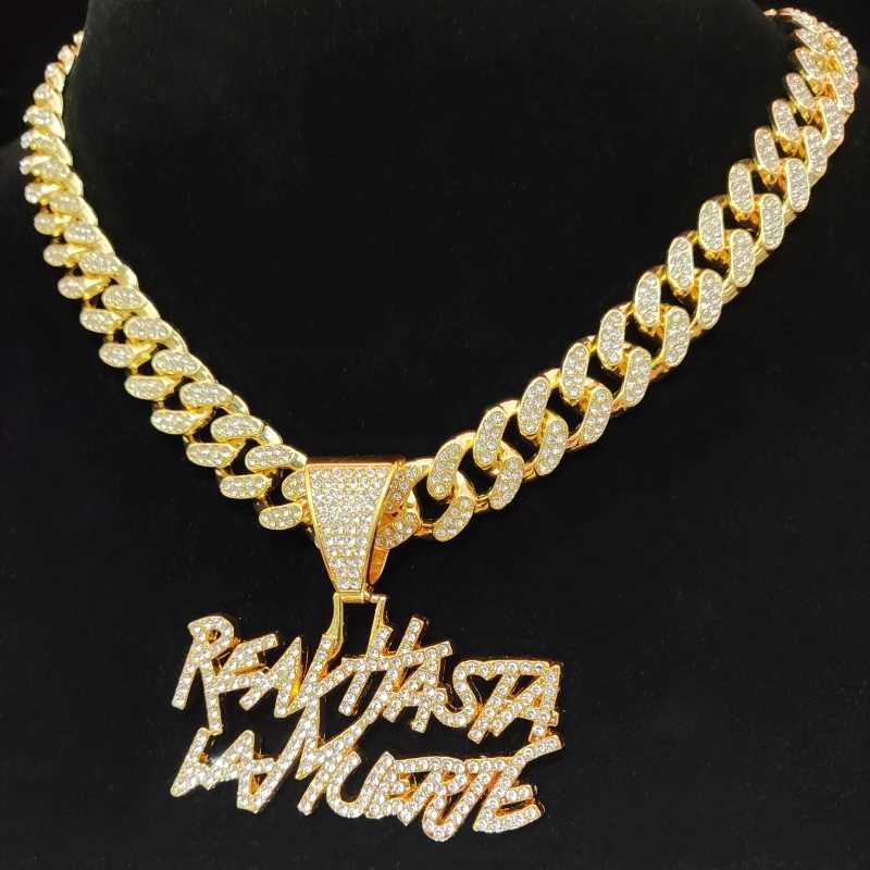 Men Women Hip Hop Letter Pendant Necklace with 13mm Cuban Chain Hiphop d out pendants Necklaces Fashion Punk Jewelry GiftsXJ241227