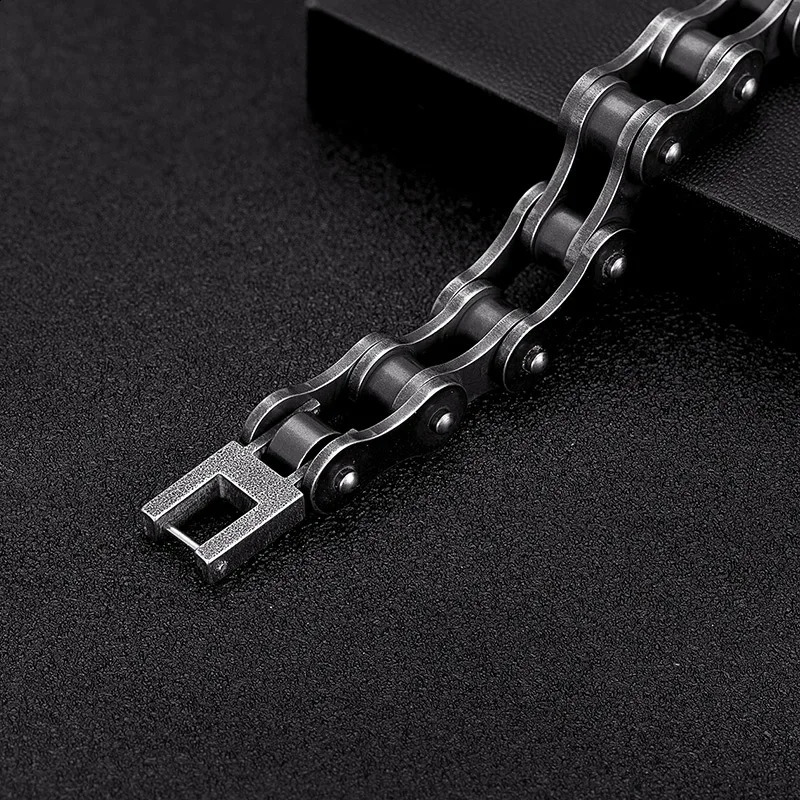 MKENDN Locomotive Men Punk Rock Bicycle Chain Bracelet Stainless Steel Mountain Bike Chain Accessory Male Gifts 241227