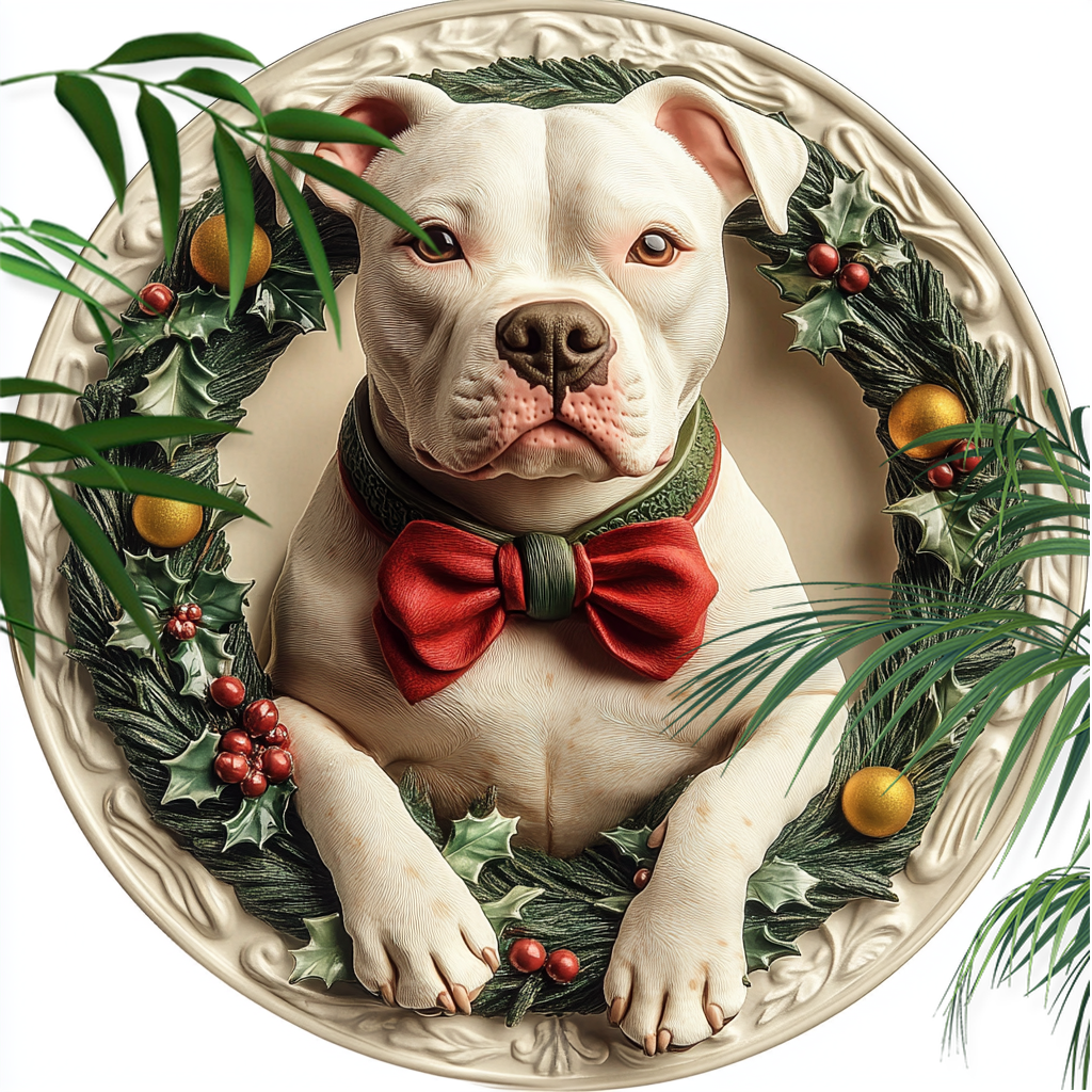 Customizable Aluminum Pet Ornaments - American Staffordshire Terrier Circular Paintings - Unique Pet Souvenir Tombstones