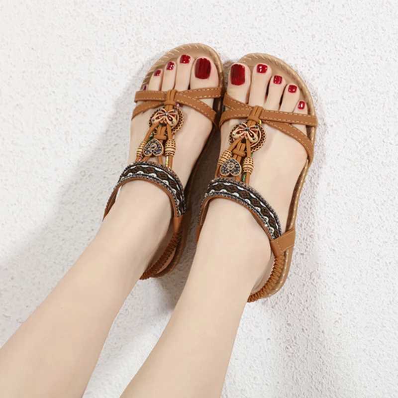 High Quality Rimocy Summer Women Bohemian Sandals Crystal Foam Non-slip Sandals Women Elastic Band Strap Low Heels Rome Shoes Sandals T241227