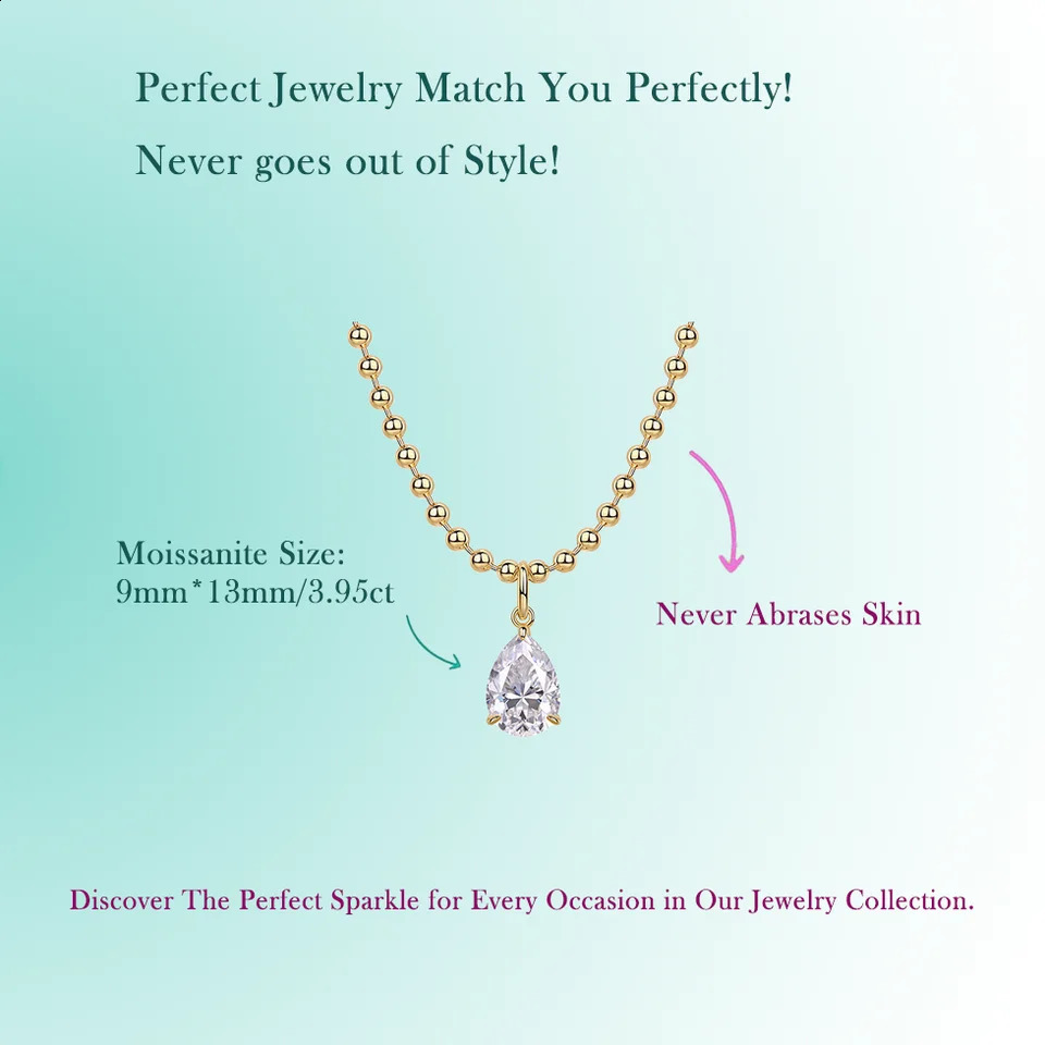 395ct 18K Gold Plated Necklace with Beaded Chain and Stunning PearCut Pendant Elegant Stylish 241226
