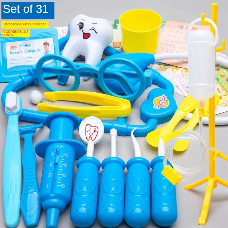 Kids Doctor Set Dentist Nurse Pretend Play Toys Simulated Stethoscope Tool Kit Role Play Accessories Fun Gifts 241226