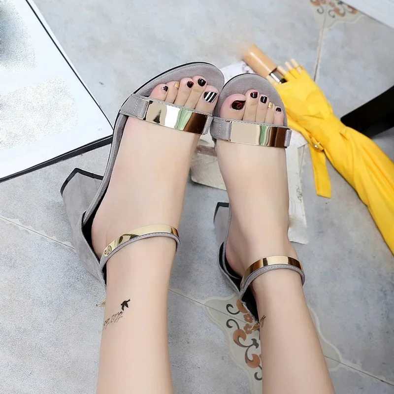 High Quality Fashion Black Summer Sandals Ladies Open-toed Thick Heel Gladiator Shoes Sandals Woman Solid Color Flat Women New Luxury T241227