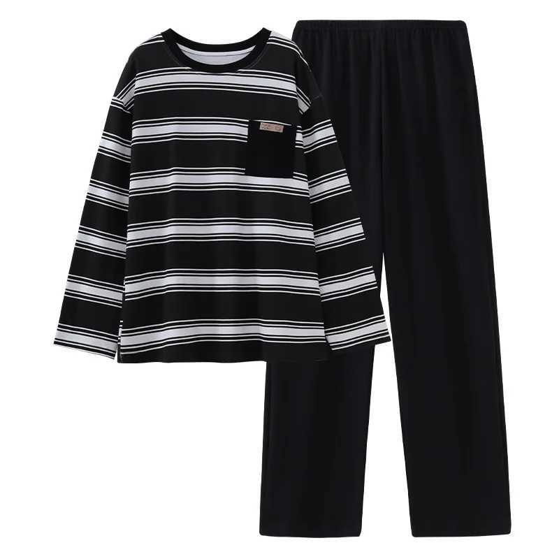 New Mens Spring and Fall Pajamas Homewear Suit Mens Long-Sleeved Long Pants Homewear Teenagers Fall and Winter Homewear SuitXJ241227