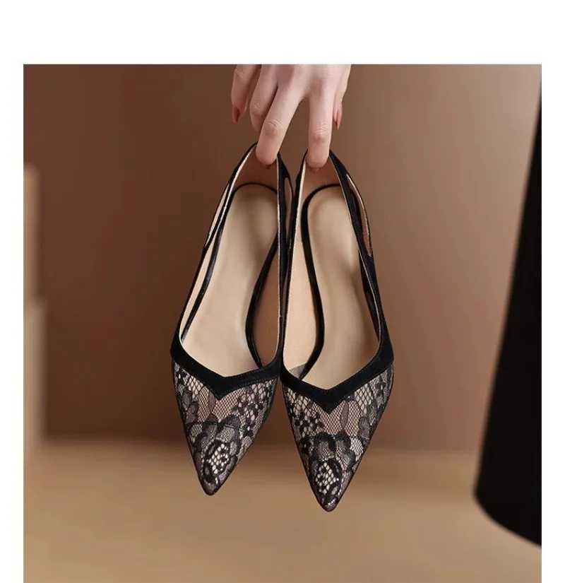 High Quality Shoes Woman Sexy Lace Mesh Hollow Pointed Toe Shoes Stiletto High Heels Luxury Designer Heels Elegant Party Sandals T241227