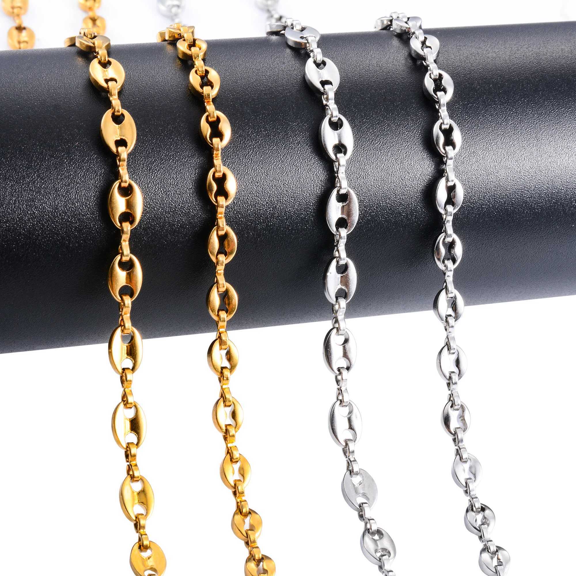 Stainl Steel Coffee Bean Link Chain Long Necklace for Men Women Choker on the Neck Handmade Jewelry Making Accories DIYXJ241227