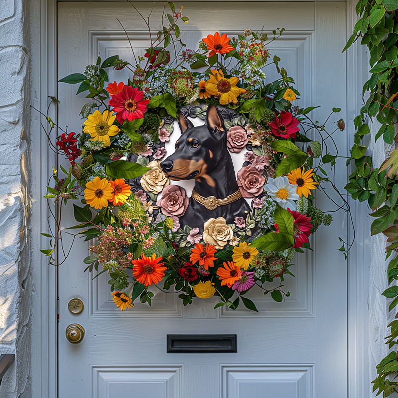 Custom Doberman Pinscher Pet Ornaments - Unique Circular Aluminum Decorative Paintings, Personalized Pet Souvenir Tombstones