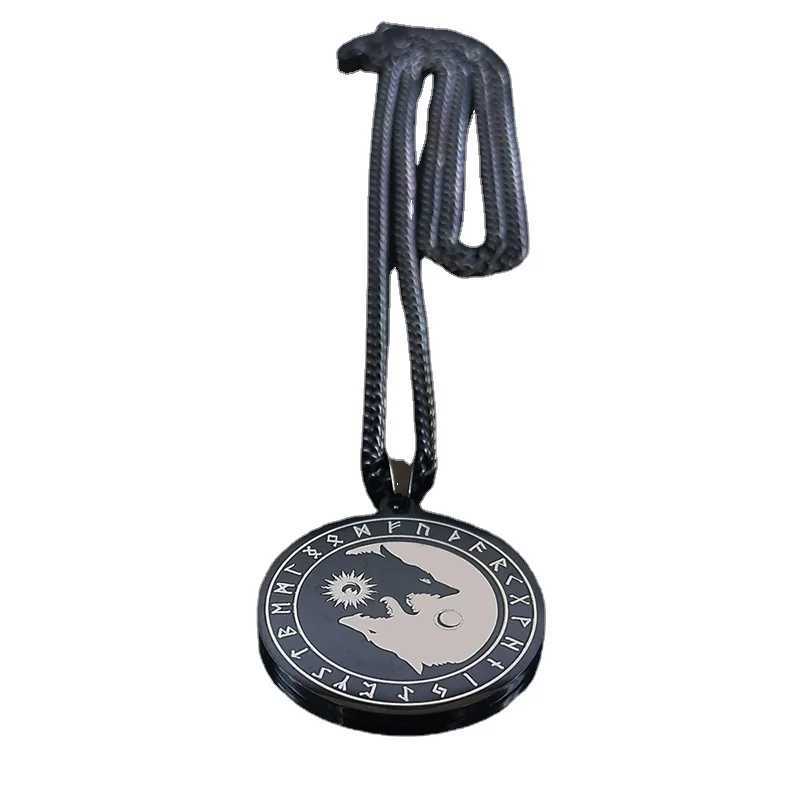 Viking Division Letter Yin and Yang Wolf Chain Stainl Steel Necklaces Women/Men Black Color Necklace Jewlery Mens GiftXJ241227