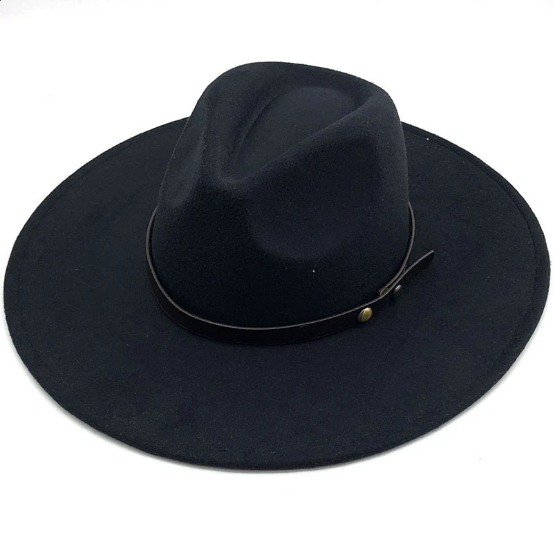 Black/gray Wide Brim Simple Church Derby Top Hat Panama Solid Felt Fedoras Hat for Men Women artificial wool Blend Jazz Cap 241226