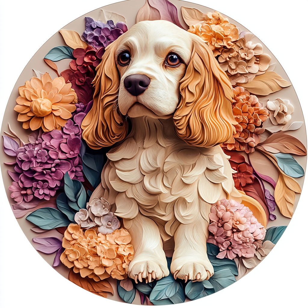 "Custom American Cocker Spaniel Pet Ornaments - Ultra High Definition Circular Aluminum Decorative Paintings&Souvenir Tombstones