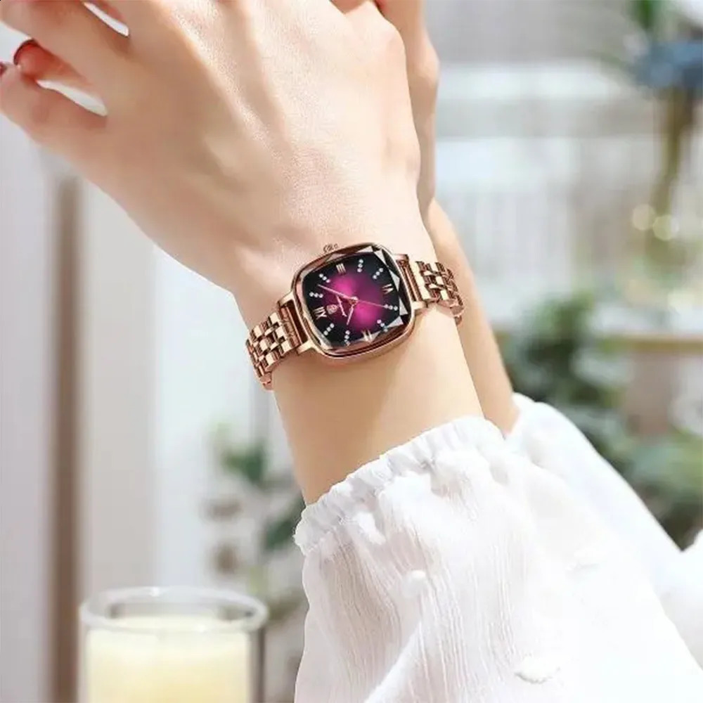 POEDAGAR High Quality Women Watch Stainless Steel Square Waterproof Quartz Ladies Wristwatches Dress Elegant Femme Clocks 241225