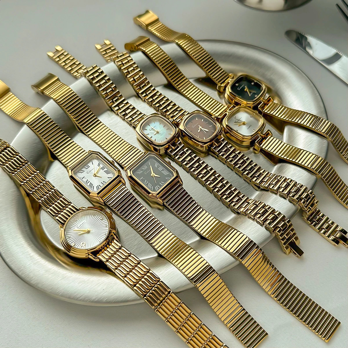 Uworld Fashion Stainless Steel Lades Watch with Japan Movement Waterproof Polished Shiny 18K Gold PVD Plated Jewelry Accessorie 241225