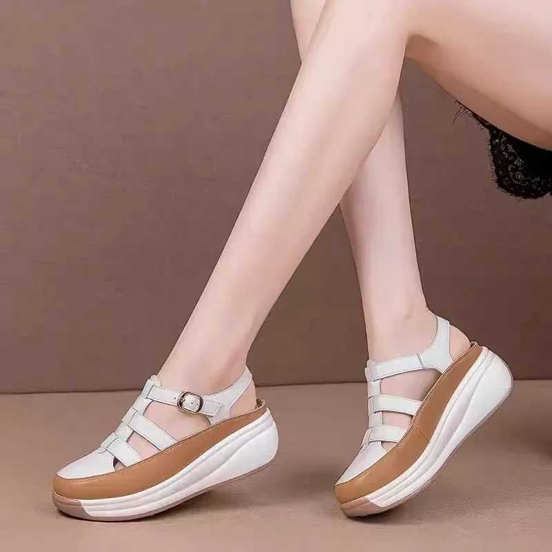High Quality New Cross Hollow Soft Sole Sandals Roman Retro Casual Platform Shoes Womens Round Toe Loafers Sport Sandals T241227
