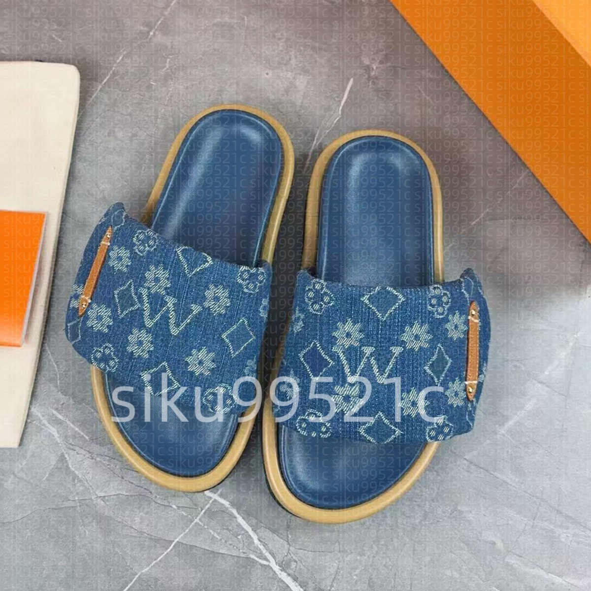 Designer Slides Women Sandals Slipper Pool Pillow Slides Cotton Fabric Straw Casual slippers Flat Comfort Mules Padded Front Strap Shoe EU 35-45 02