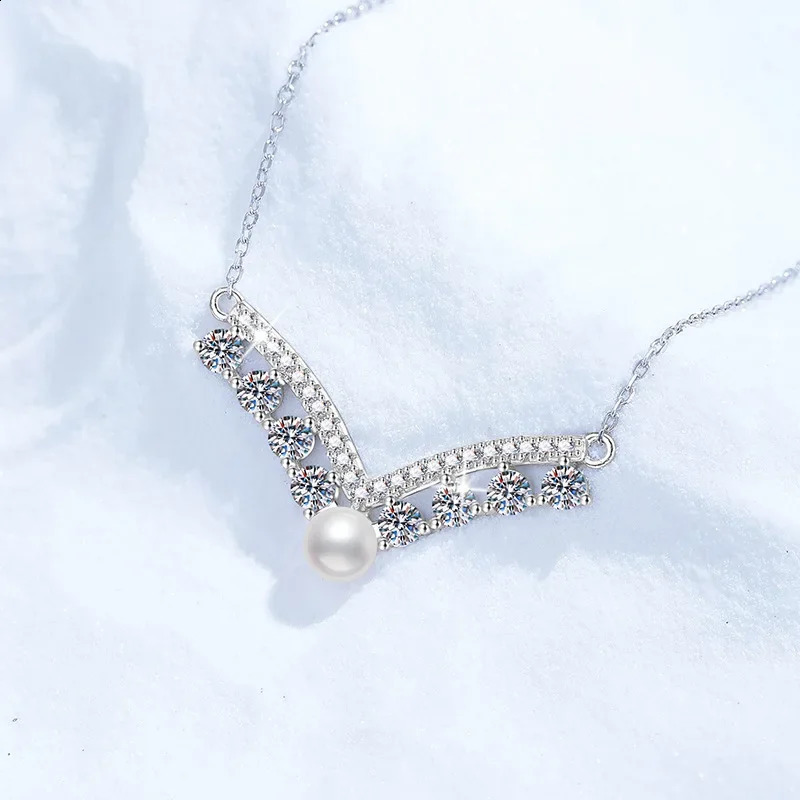 Natural Freshwater Pearls 925 Sterling Silver 08ct D Color Pendant Necklace for Women Sparkling Party Fine Jewelry 241226