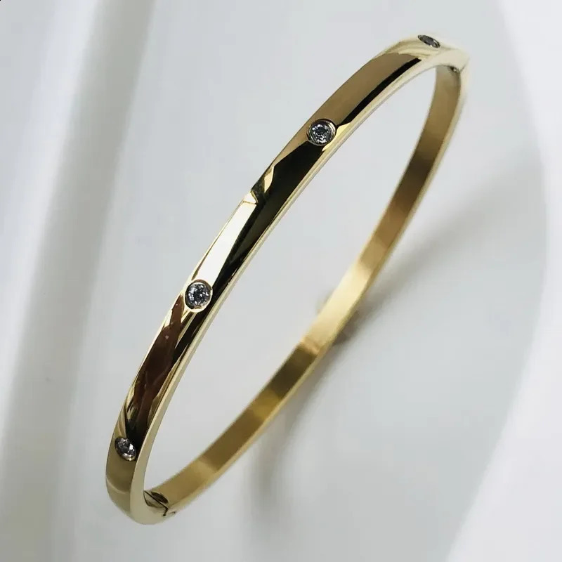 n Stainless Steel Zircon inlaid Bracelets Bangles For Women Gold Silver Color Waterproof Jewelry Gifts 241227