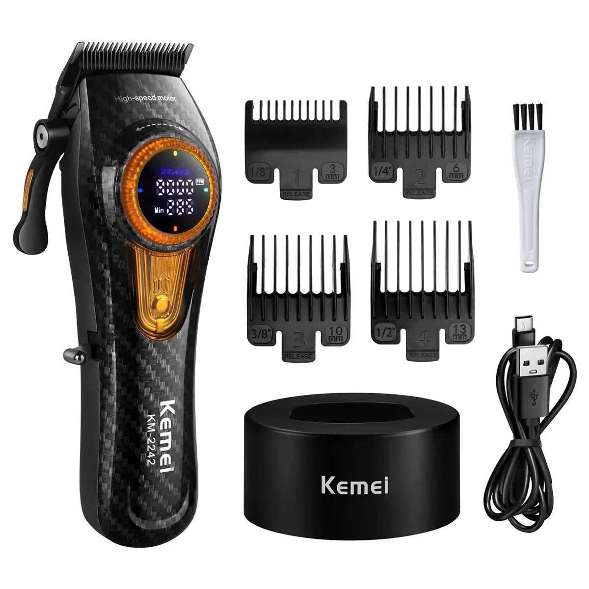 Kemei Hair Clipper Professional Hair Trimmer 9000 RPM Haircut Machine Electric Brushless Motor Barber Machine for Men KM-2242 W241227