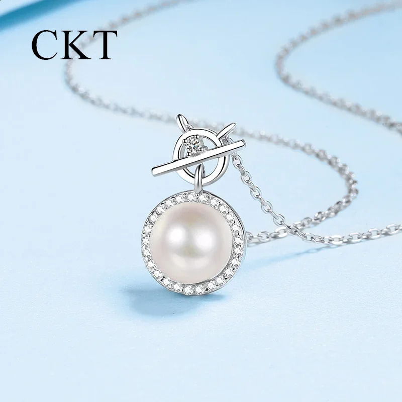 18K White Gold Collarbone Chain Platinum Pt950 Freshwater Pearl Necklace Microsetting Pendant Wedding Jewelry 241226