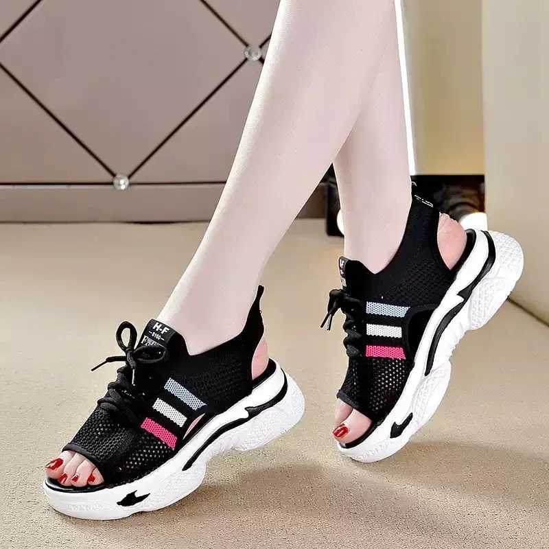 High Quality Womens Sports Sandals Summer New Hollow Flat Ins Fashion All-match Platform Casual Shoes Womens Sport Sandals T241227