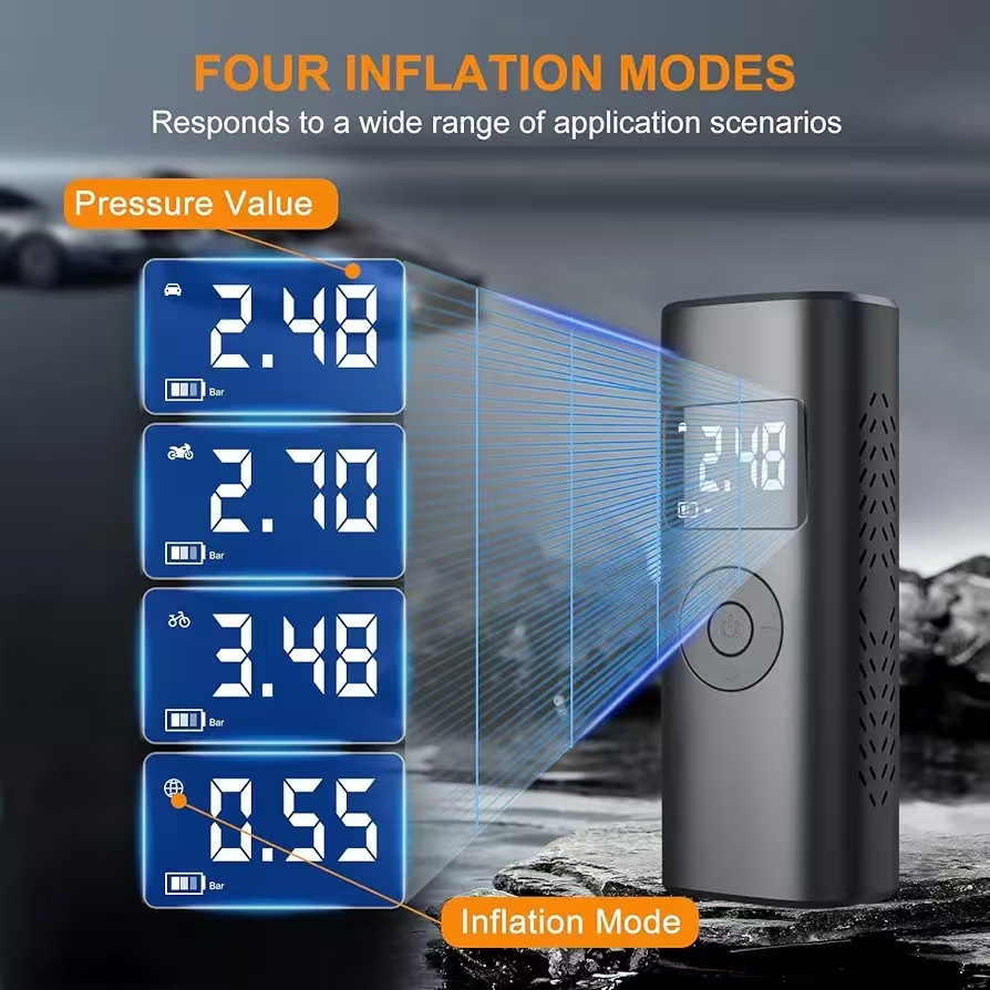 Portable air compressor 180PSI&10000mAh portable air pump, precise pressure LCD display, 3x fast inflation suitable for car, bicycle, and motorcycle t