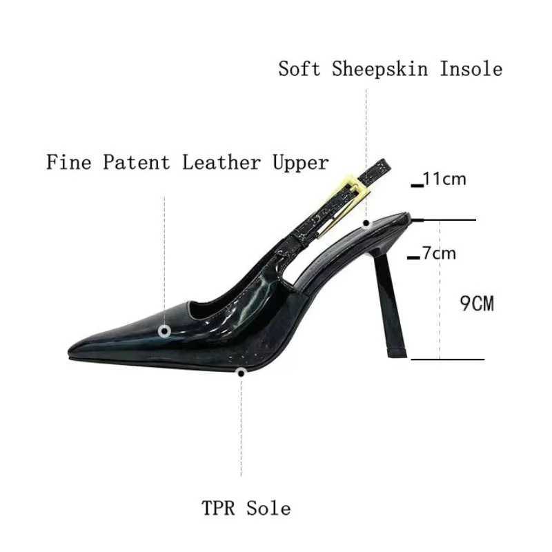Wine Red Pointy High H Wen 2024 New Temperament Gold Heel Patent Leather Sexy Single Shoe French Pumps Z241227