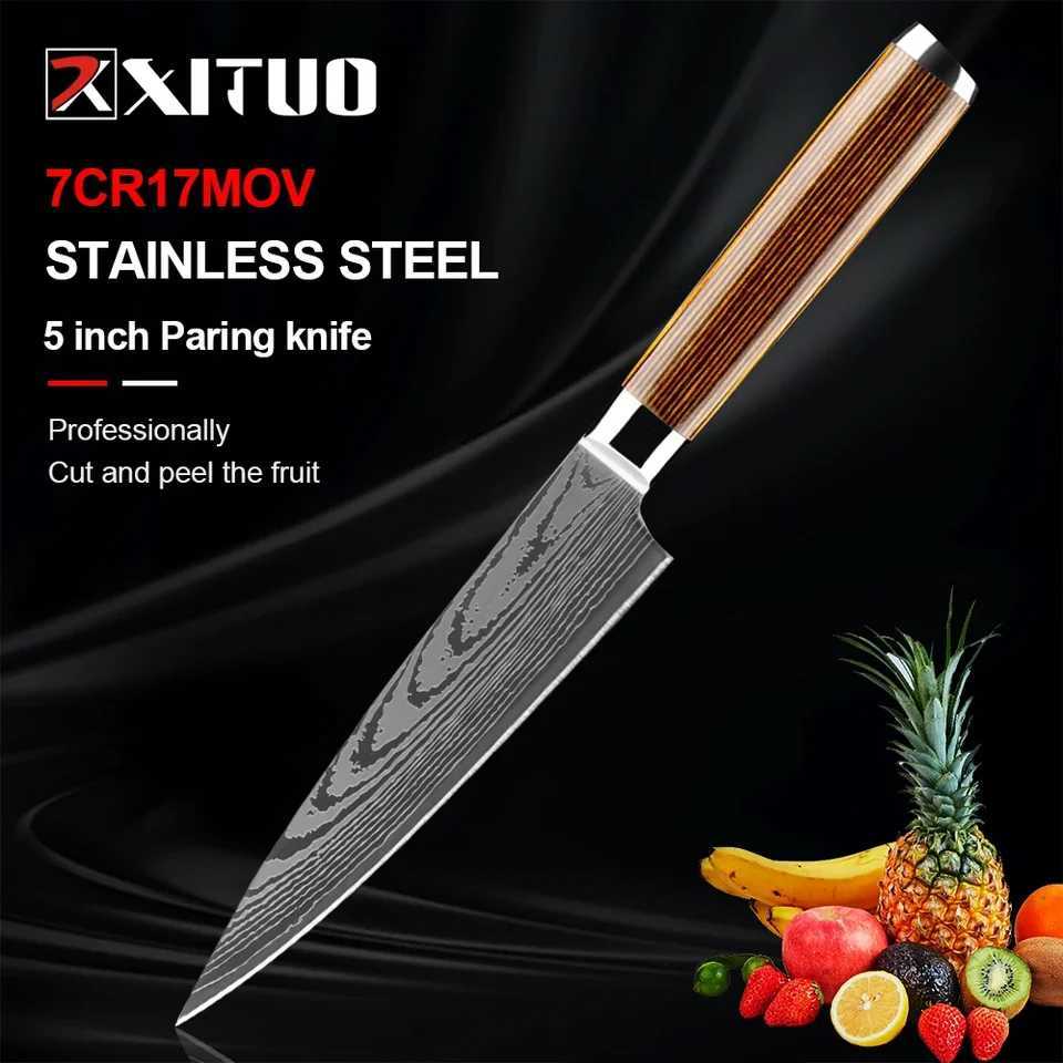 5 Inch Paring Knife Kitchen Knife Forged fr German Stainless Steel Sharp Paring Knife for Cutting Peeling Slicing Fruits Y241227