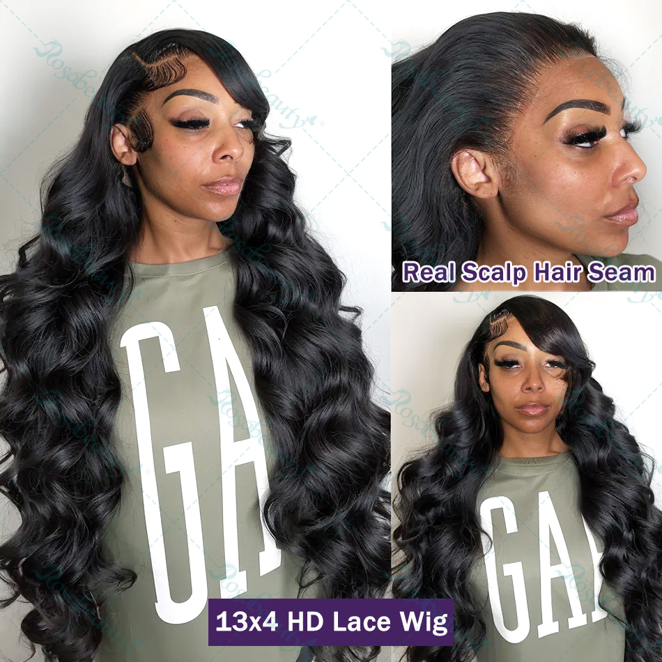 Hd Transparent 13X4 13X6 Body Wave Front Human Hair Preplucked Brazilian Lace Frontal For Women 5X5 6X6 Closure Wig