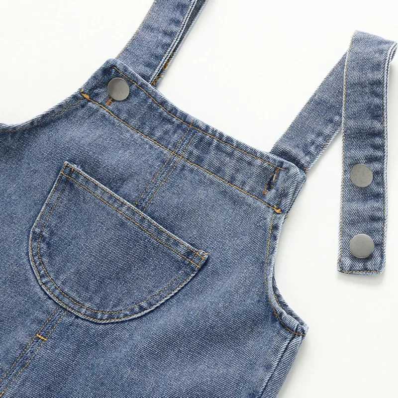 2024 Spring Autumn Children Clothes Infant Baby Boys Girls Jeans Jumpsuits Solid Denim Pants Toddler Kids Overalls Outfits W241227