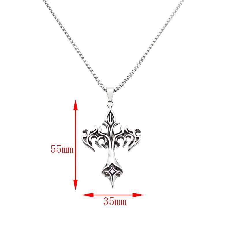 Vintage Cross Pendant Long Chain Necklace Stainl Steel Punk Hip Hop Gothic Streetwear Jewelry Men WomenXJ241227