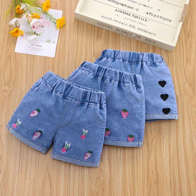toddler shorts Girls denim shorts Girls Embroidered Jeans Shorts Summer 1-5 Childrens Korean Thin Shorts W241227