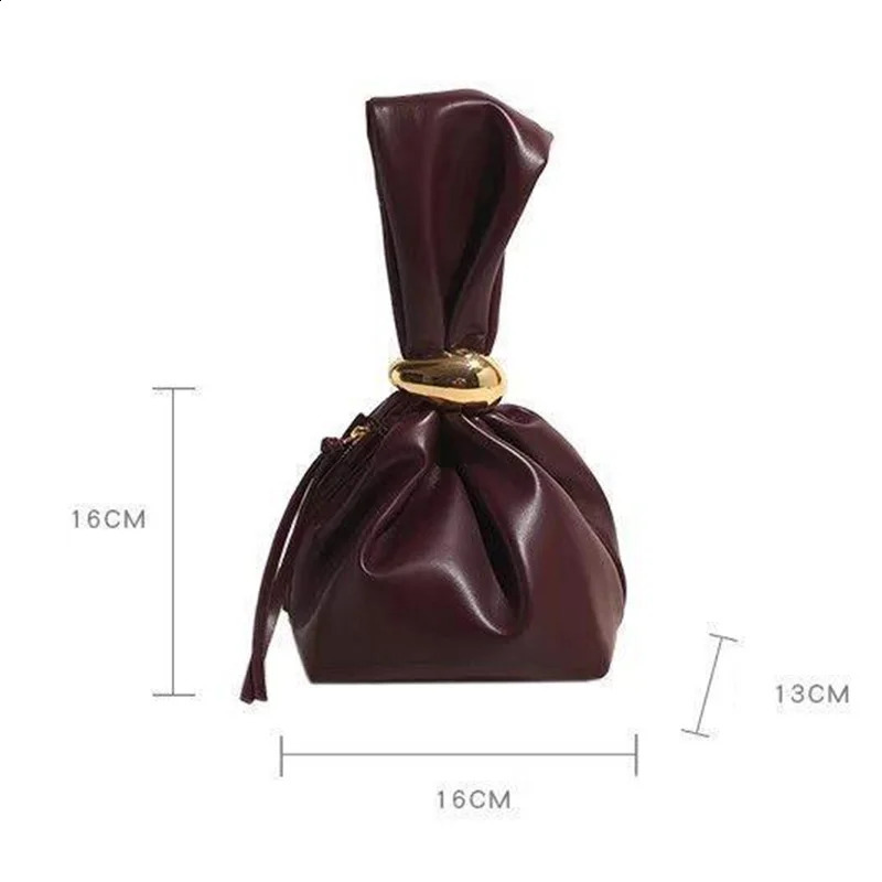Fashion er Womens Small Handbag Soft Leather Pleated Ladies Mini Clutch Bag 2024 Female Party Evening Purses Bucket Bag 241223