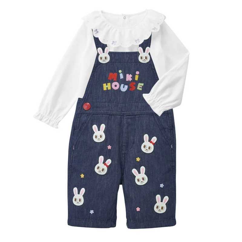 Boys casual pants girls overalls bear rabbit denim fabric belt pants Capris jeans childrens clothing Pantalones Roupa baby W241227