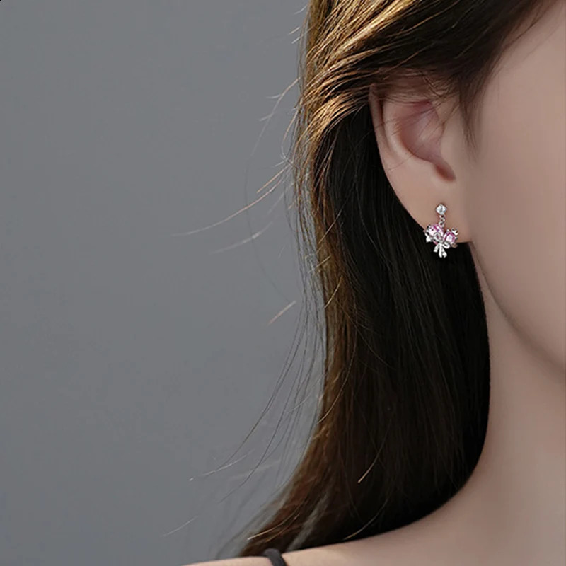 JYJIAYUJY 100% Whole Original Sterling Silver S925 Necklace Pink Star Bow Heart Earrings Set Hypoallergenic Jewelry Gift JYN21 241226