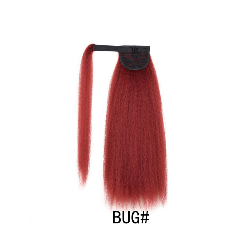 Hook And Loop Corn Perm Long Ponytail Yaki Smoky Perm Wig Ponytail Micro-volume Fluffy Explosive Ponytail Synthetic Hair