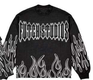 Flame Tide hoodie men's and women's round neck loose letter
