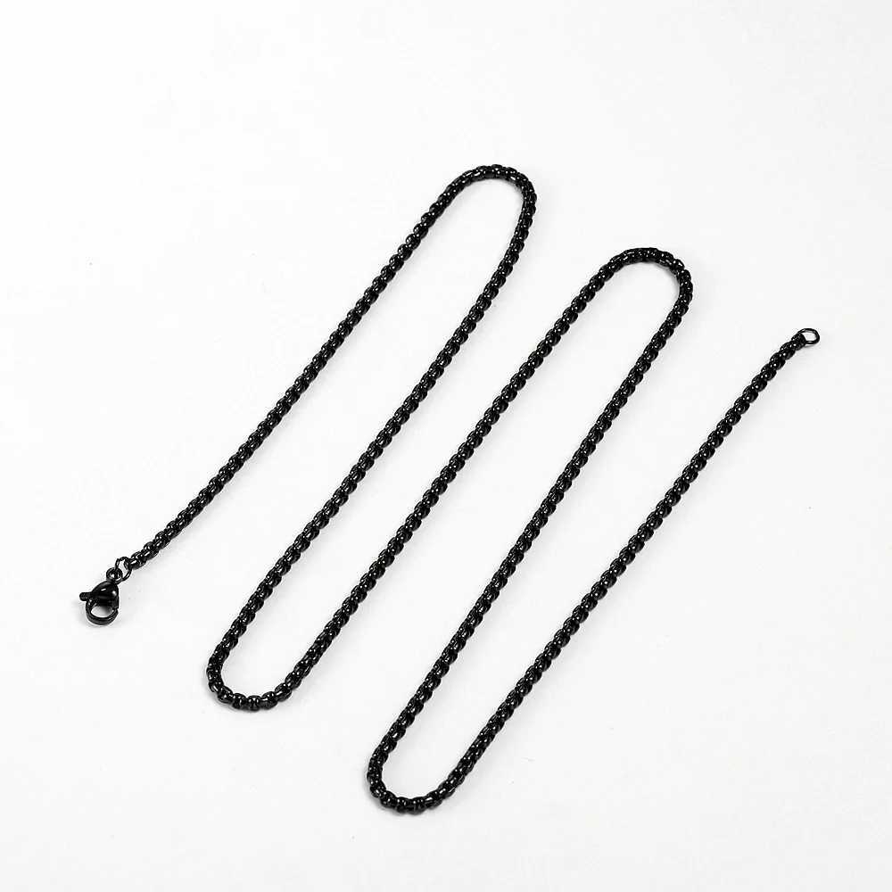 2MM 2.5MM 3MM Box Chains Stainl Steel Necklace DIY Long Necklaces Jewelry for Women Men Statement 45CM-75CMXJ241227