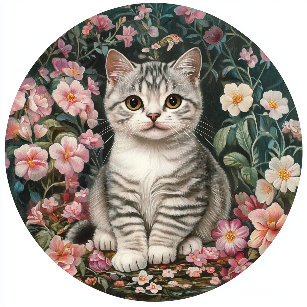 American Shorthair Cat Decorative Circular Aluminum Painting - Customizable Pet Souvenir Tombstone - Ideal for Pet Ornaments