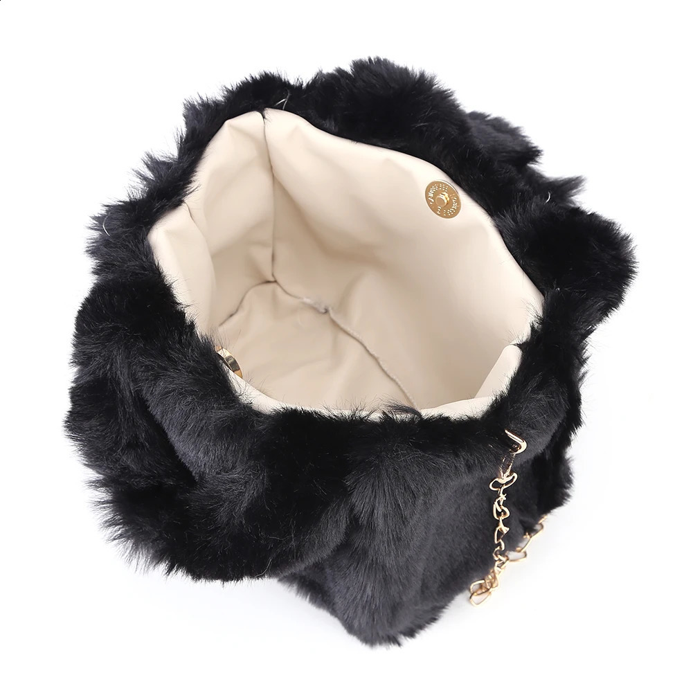 Plush Faux Fur Tote Bag for Women Autumn Winter Furry Handbags Solid Color Chic Fuzzy Shopping Soft Fashion Ladies Shoulder 241225