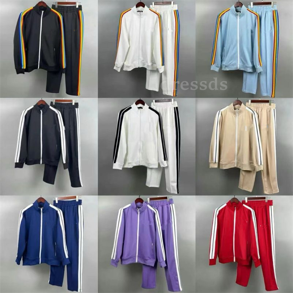 Designer Tracksuit for men and women Rainbow striped jacket zipper sweat suit Printed pattern Jacket & Joggers Set 2025 new High Quality set