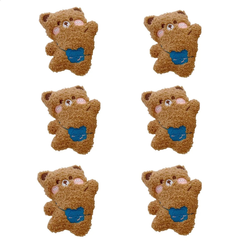 6 pcs Plush Mini Bears Brooch Pin Cartoon Stuffed Bear Brooch for Cloth Bag Accessory 241227