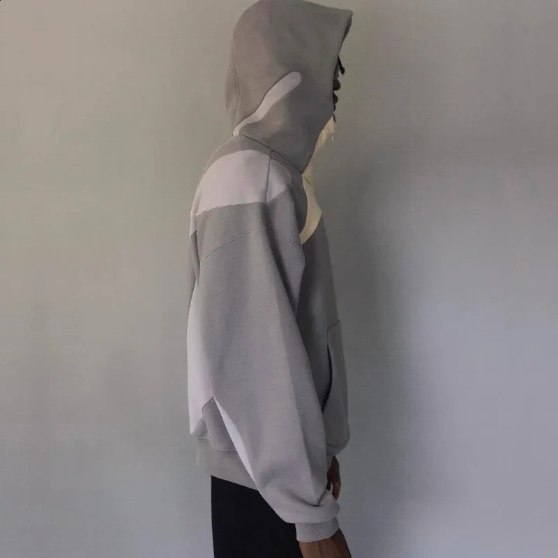 2024 American patchwork irregular Harajuku pullover Y2K hoodie mens and womens trendy sportswear street wear 241224