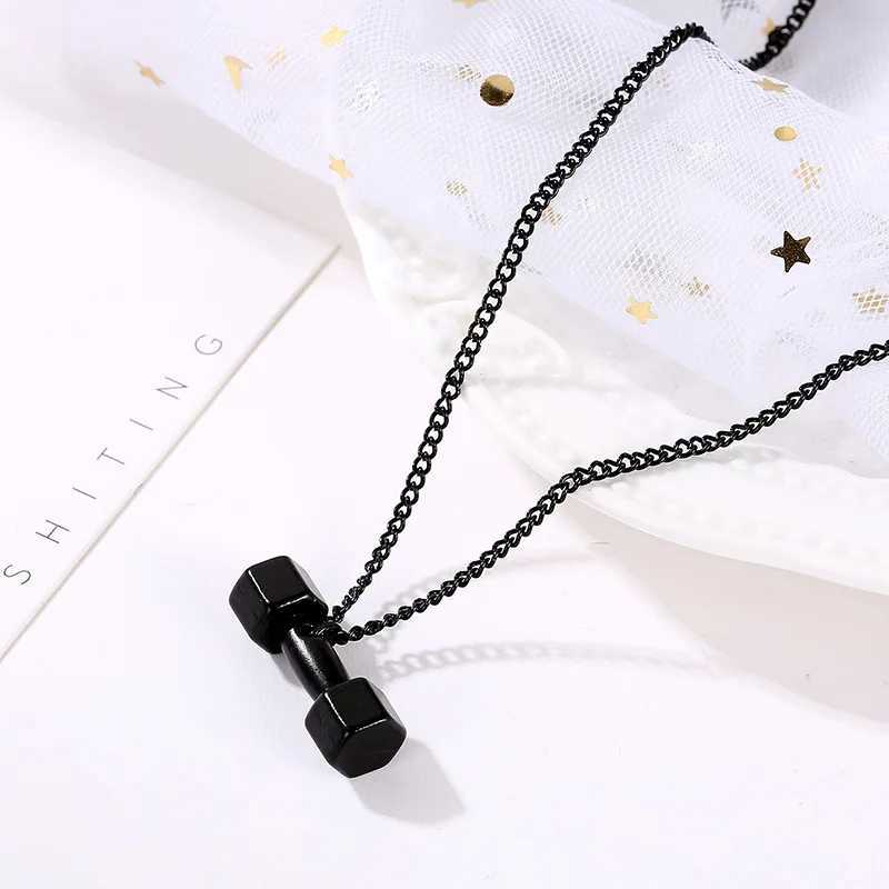 New INS Style Dumbbell Geometry Pendant Choker Necklace Chain For Women And Men Fashion Punk Party Jewelry GiftsXJ241227