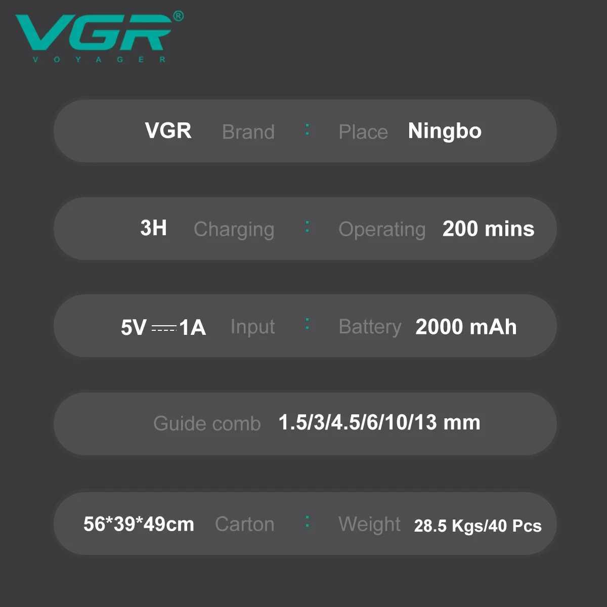 VGR Mens Barber Scissors Adjustable Electric Barber Scissors Rechargeable Mens Barber Scissors V-654 W241227