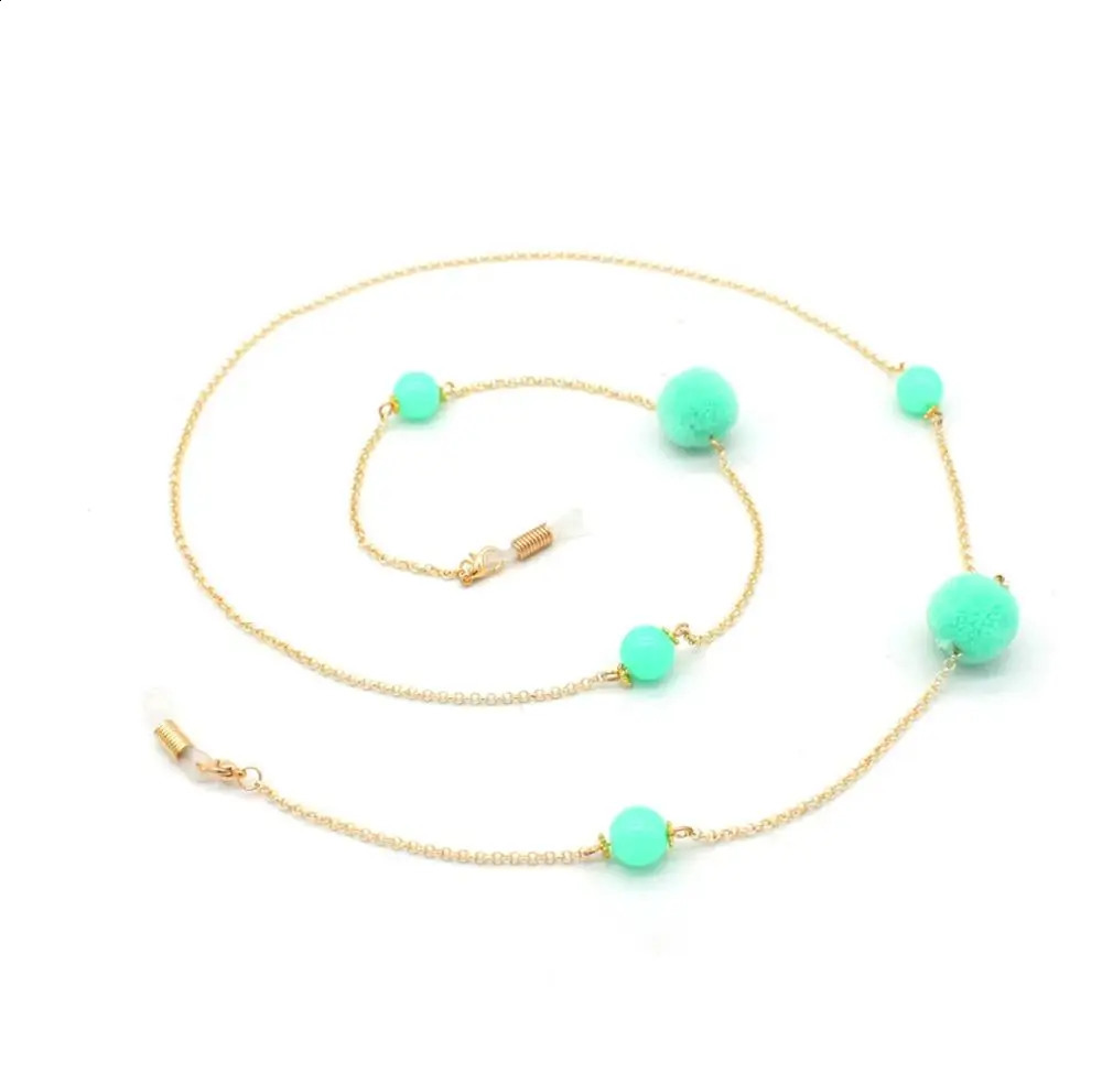 10pc/lot Fashion Pompon Metal Sunglasses Chain Neck Cord Holder Eyeglass Lanyard wholesale 241226