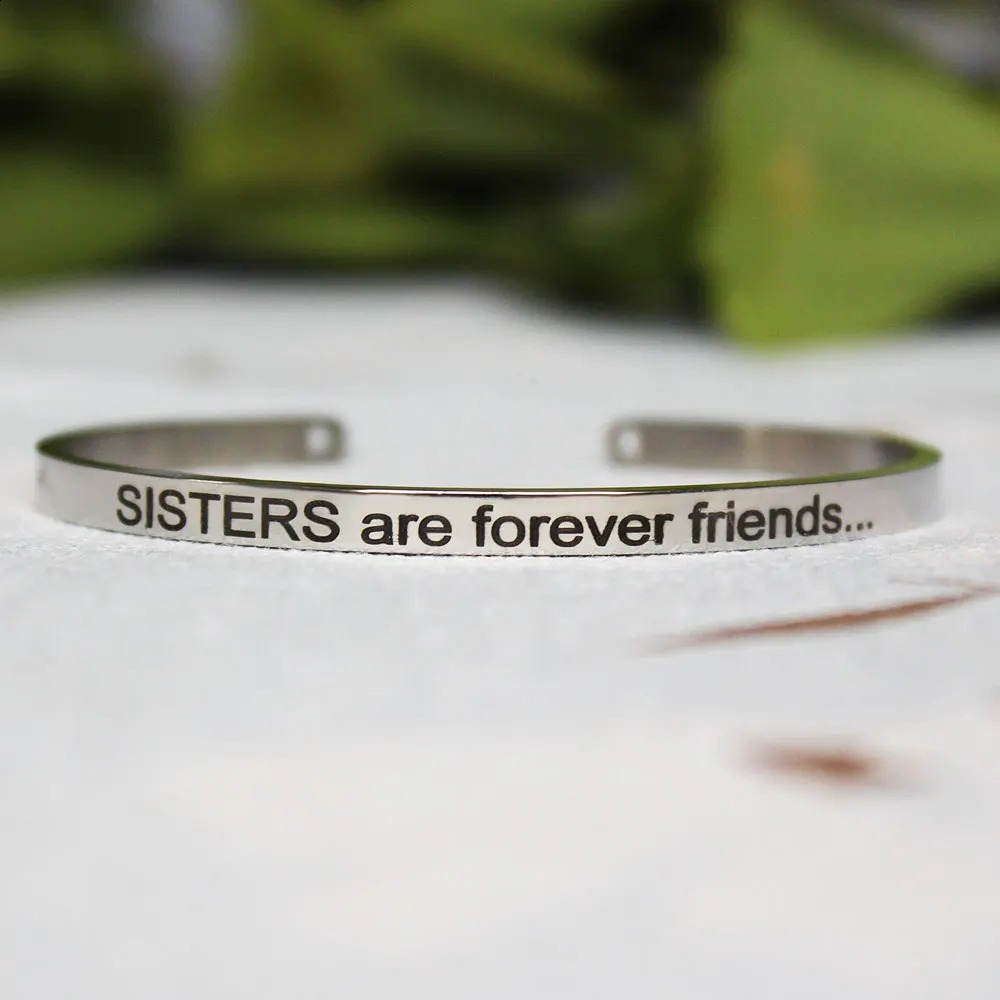 Stainless Steel Bangle Engraved Positive Inspirational Quote Mantra Cuff Steel Bracelets for Women Men 4mm Jewelry Gift 241227