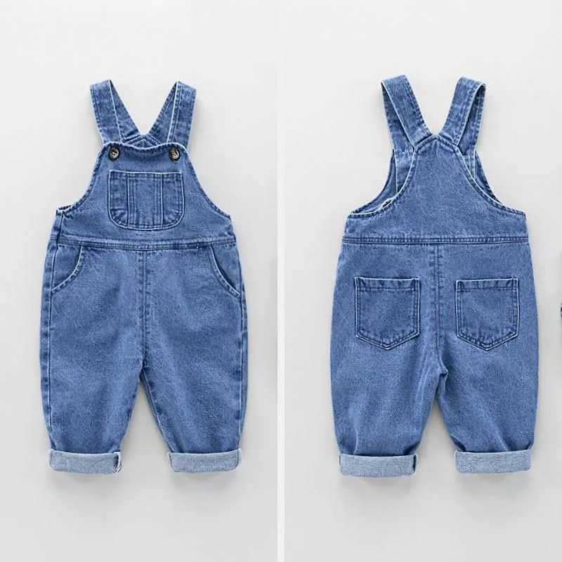 Spring and Autumn New Childrens Overalls Boys and Girls Universal Fashion Jeans Baby Foreign Flavor Versatile Denim Overalls W241227