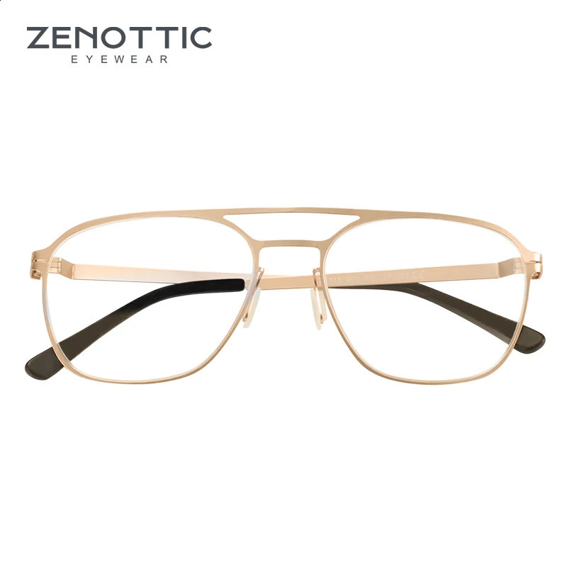 ZENOTTIC Double Bridge Glasses Men Lightweight Pilot Large Optical Eyeglass Frame 241227