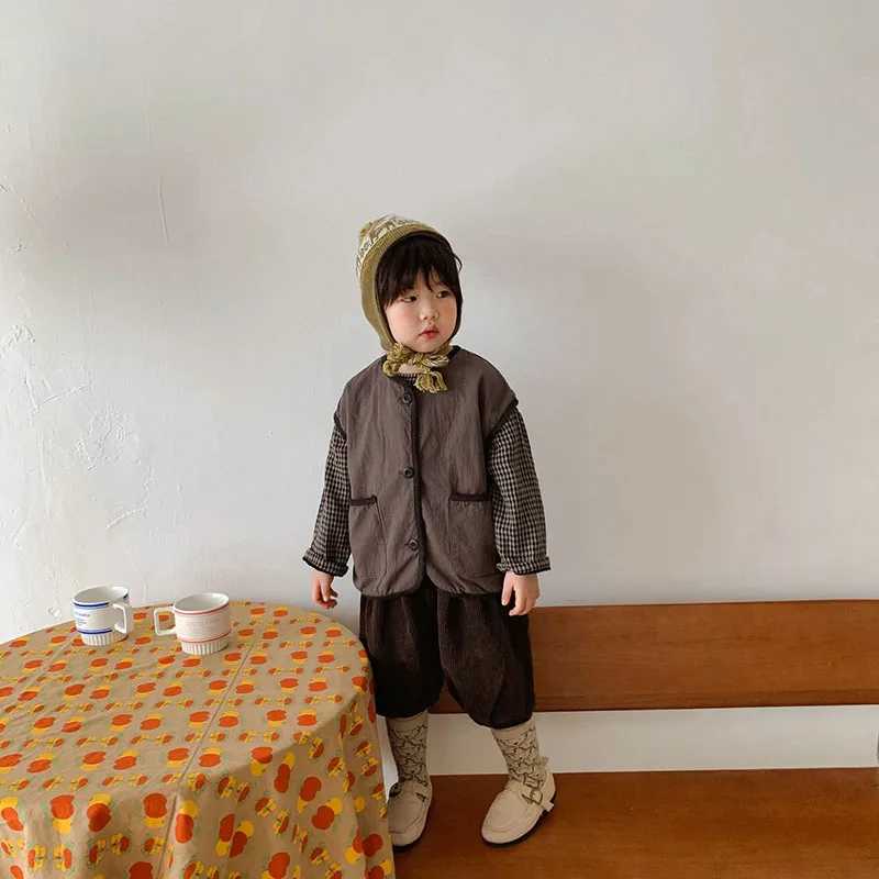 Knee Length Girls Boys Corduroy Pants Fashion Kids Trousers W241227